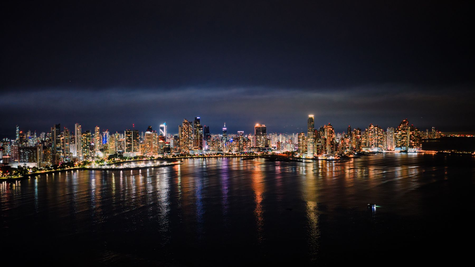 Panama City skyline at night